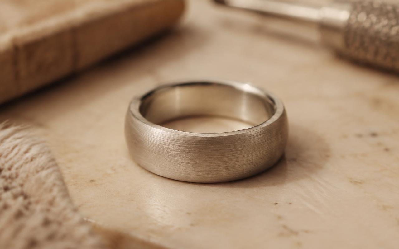 Platininis žiedas su švelnia matine patina